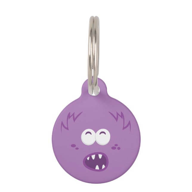 Médaillon Pour Animaux Balise Chien Visage du Monstre Violet (Devant)