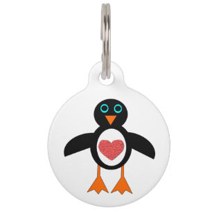 Médaillon Pour Animaux Balise Coeur d'amour mignon Penguin Chien de pingo