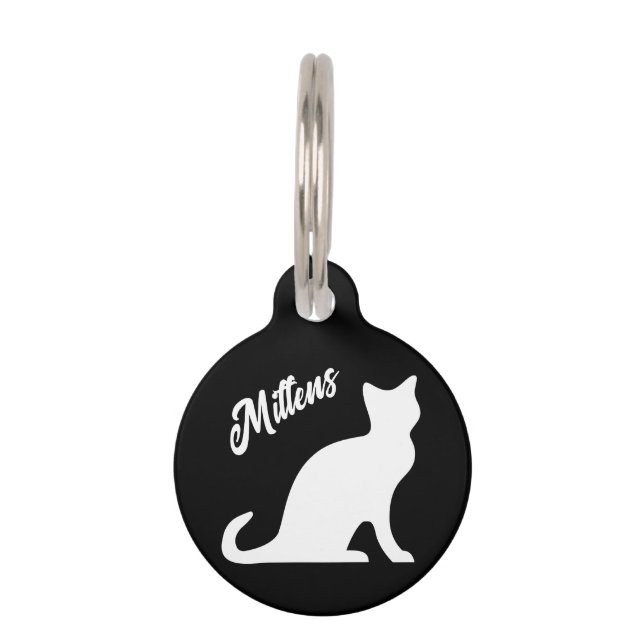 Médaillon Pour Animaux Balise de familier personnalisée White Kitty pour  (Devant)