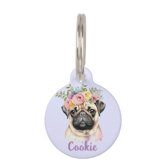 Médaillon Pour Animaux Balise de l'animal de compagnie rond carlin Dog Wa