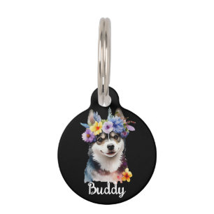 Médaillon Pour Animaux Balise de l'animal de compagnie ronde SIBERIAN Hus