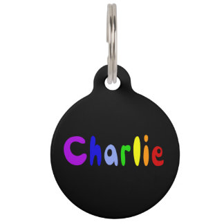 Médaillon Pour Animaux Balise de nom de Charlie coloré cool