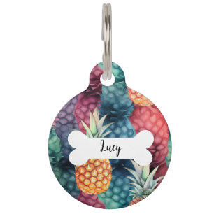 Médaillon Pour Animaux Balise de nom personnalisé Motif ananas avec anima