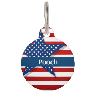 Médaillon Pour Animaux Balise de nom personnalisé Patriotic Pet