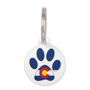 Médaillon Pour Animaux Balise d'empreinte de patte drapeau Colorado perso