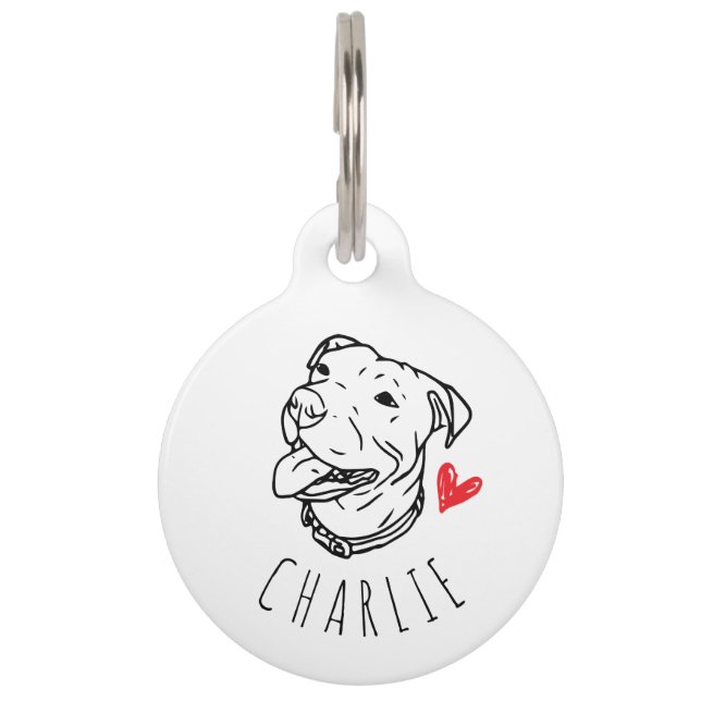 Médaillon Pour Animaux Balise d'ID personnalisée Pit Bull (Devant)
