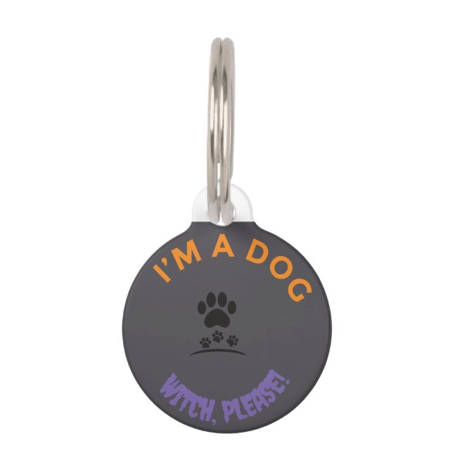 Médaillon Pour Animaux Balise d'identification de chat amusant - Sorcière (Devant)