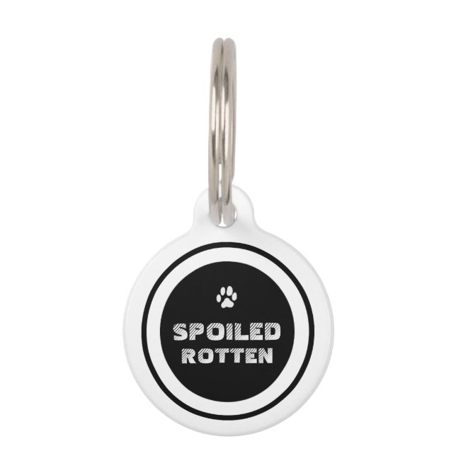Médaillon Pour Animaux Balise d'identification de l'animal - Noir et blan (Devant)