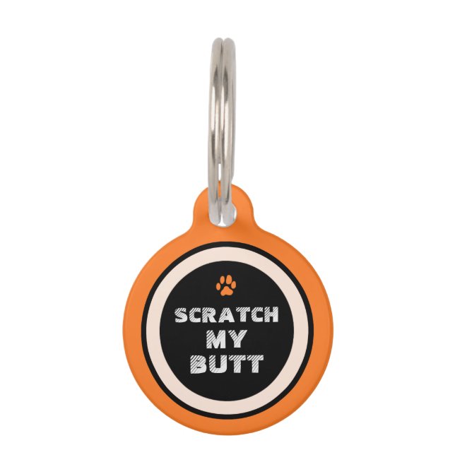 Médaillon Pour Animaux Balise d'identification de l'animal - orange et no (Devant)