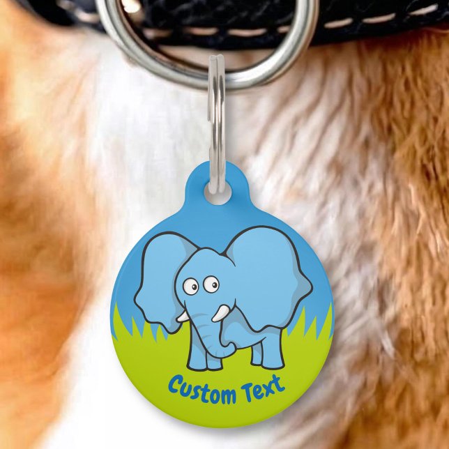 Médaillon Pour Animaux Balise d'identification d'éléphant bleu (Créateur téléchargé)