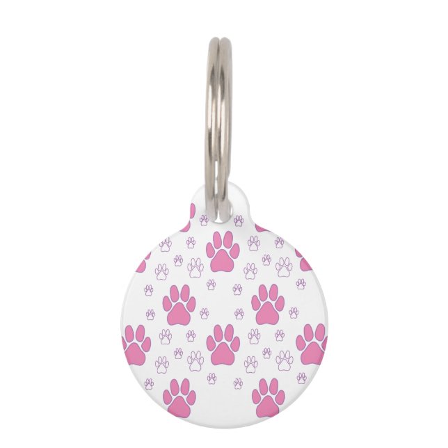 Médaillon Pour Animaux Balise Empreinte de patte Round Small Pet (Devant)