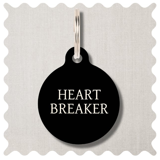 Médaillon Pour Animaux Balise ID animal de compagnie de chien noir modern (Funny Heart Breaker Dog ID Tag in Modern Black )