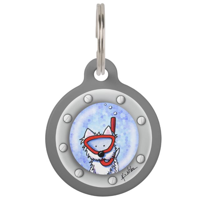 Médaillon Pour Animaux Balise ID animal de compagnie KiniArt Snorkel (Devant)