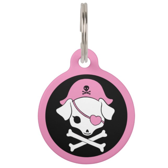Médaillon Pour Animaux Balise ID animal de compagnie rose (Devant)