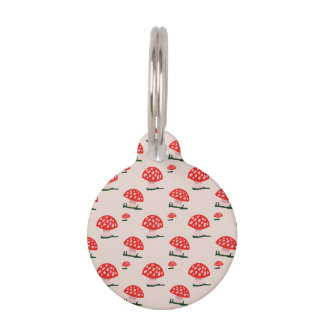 Médaillon Pour Animaux Balise ID chien de champignon rouge et blanc
