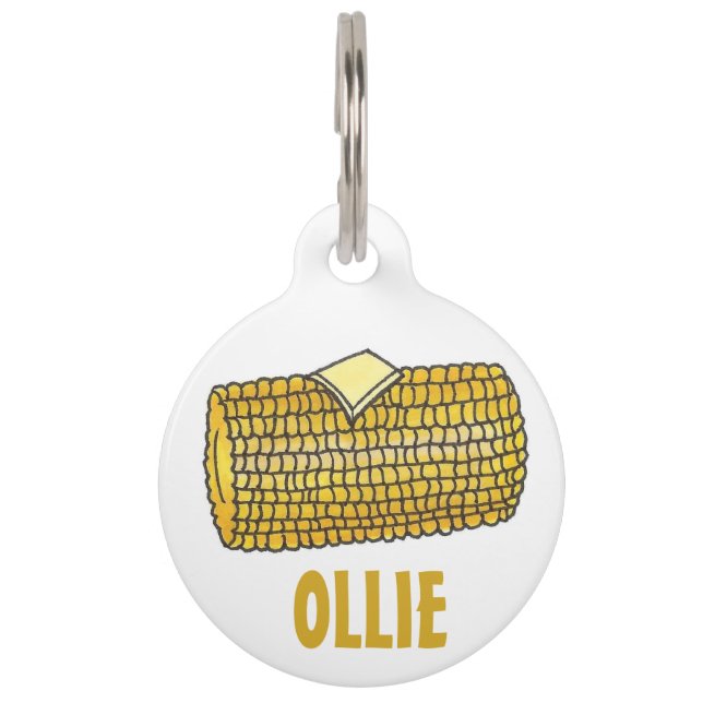 Médaillon Pour Animaux Balise Maïs jaune sur le Beurre de cuisson Aliment (Devant)