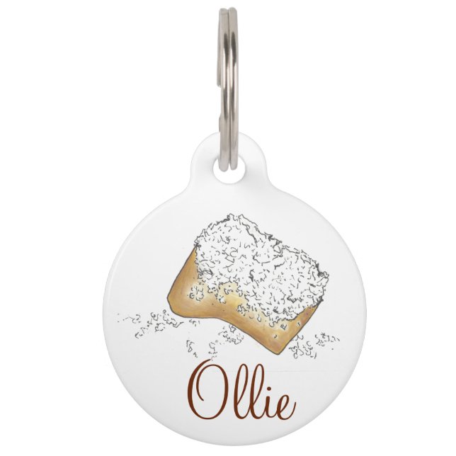 Médaillon Pour Animaux Balise NOLA New Orleans Sugary Beignet Pâtisserie  (Devant)