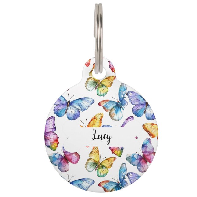 Médaillon Pour Animaux Balise Papillons Motif rond pour animaux (Devant)