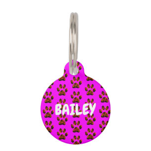 Médaillon Pour Animaux Balise Paquets boueux sur l'ID animal rose rond