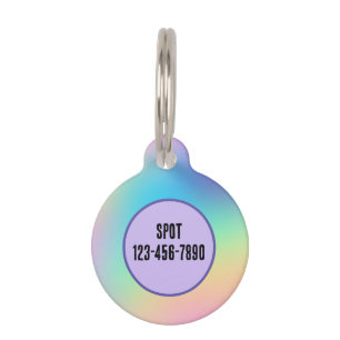 Médaillon Pour Animaux Balise Pastel Rainbow Gradient Pet ID