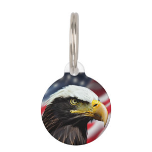Médaillon Pour Animaux Balise Patriotic/American/eagle/USA Round Pet