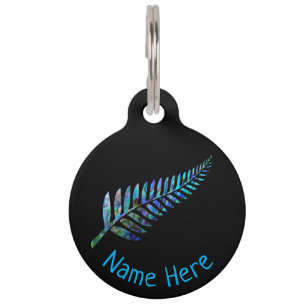 MÉDAILLON POUR ANIMAUX BALISE PERSONNALISÉE NEW ZEALAND FERN PAUA PET TAG