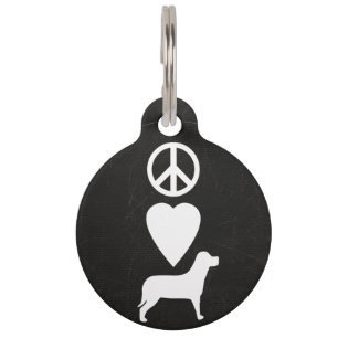 Médaillon Pour Animaux Balise Personnalisée Peace Love Dogs Chien Personn