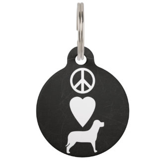 Médaillon Pour Animaux Balise Personnalisée Peace Love Dogs Chien Personn