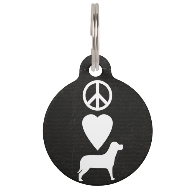 Médaillon Pour Animaux Balise Personnalisée Peace Love Dogs Chien Personn (Devant)