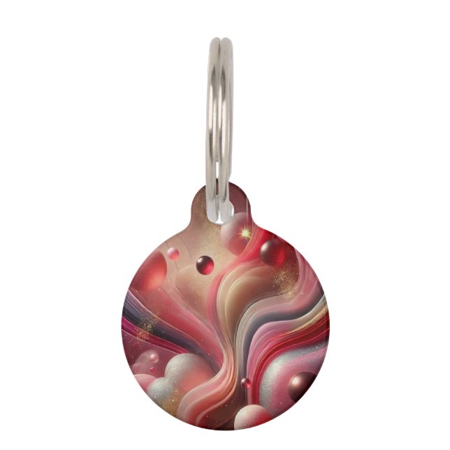 Médaillon Pour Animaux Balise Pink Abstract Design Round Pet (Devant)