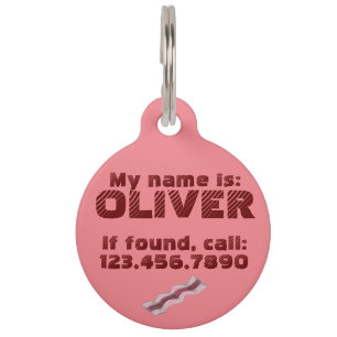 Médaillon Pour Animaux Balise Pink Sizzling Bacon Badigeonnettes Petit-Dé