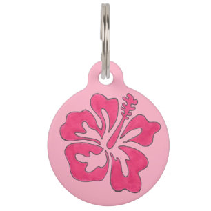 Médaillon Pour Animaux Balise rose Tropical Hawaiian Hibiscus Flower Pet