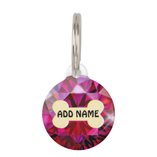 Médaillon Pour Animaux Balise rouge Diamond Round Pet