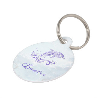 Médaillon Pour Animaux Balise rouge Dolphin Rond Animal