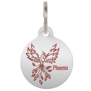 Médaillon Pour Animaux Balise rouge Phoenix se lève sur l'ID de l'animal