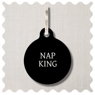 Médaillon Pour Animaux Balise sur le chien rond Nap King Funny Modern Bla