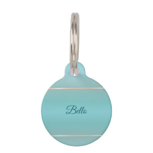 Médaillon Pour Animaux Bandes d'or Rose turquoise