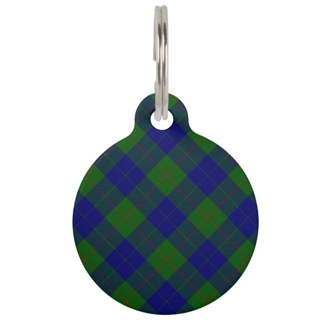 Médaillon Pour Animaux Barclay tartan bleu vert plaid (Devant)