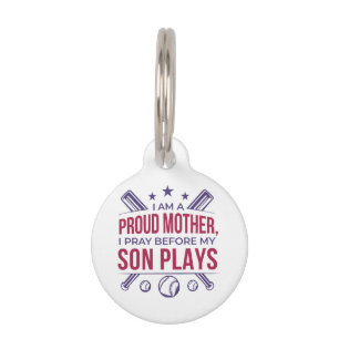 Médaillon Pour Animaux Baseball Fier Mère Je Prie Avant Que Mon Fils Ne J
