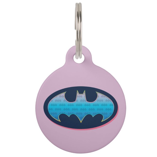 Médaillon Pour Animaux Batman | Symbole rose et bleu (Devant)