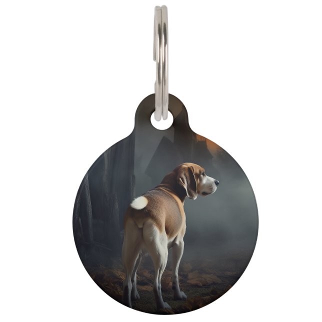 Médaillon Pour Animaux Beagle Halloween effrayant (Devant)