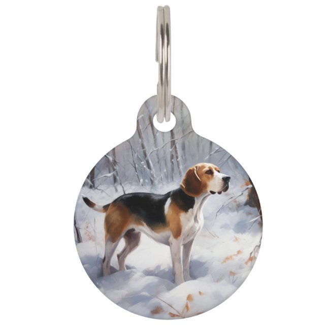 Médaillon Pour Animaux Beagle Laissez tomber la neige Noël (Devant)