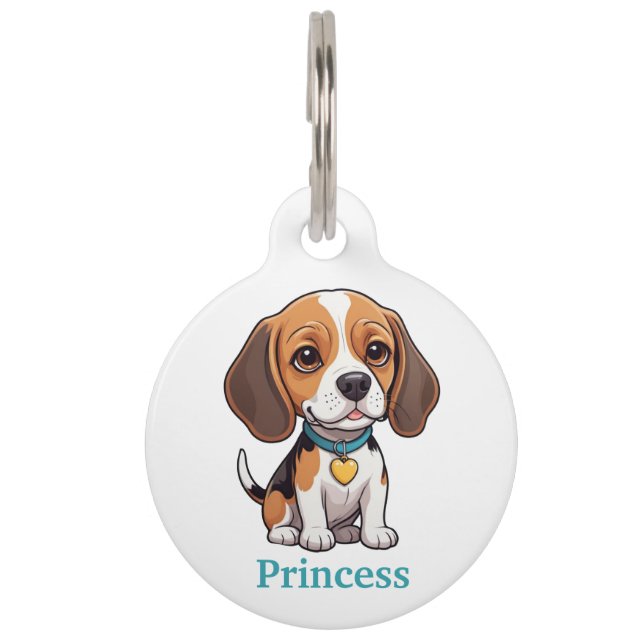 Médaillon Pour Animaux Beagle Mignon Personnalisé (Devant)