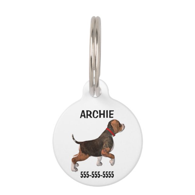 Médaillon Pour Animaux BEAGLE-Personnaliser le nom de l'animal/numéro de  (Devant)