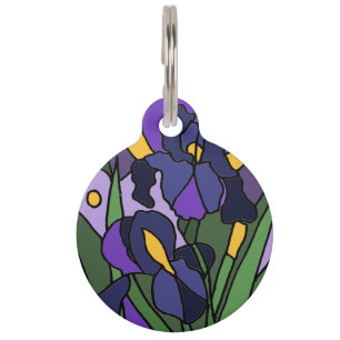 Médaillon Pour Animaux Beau bleu Iris Flowers Art Abstrait