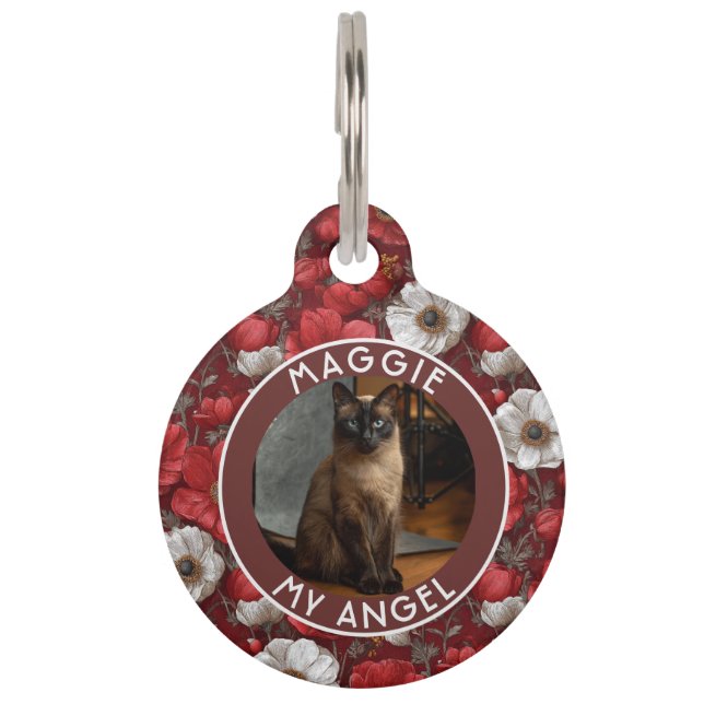 Médaillon Pour Animaux Beau Cadeau Papa Chat Anémones Fleur (Devant)