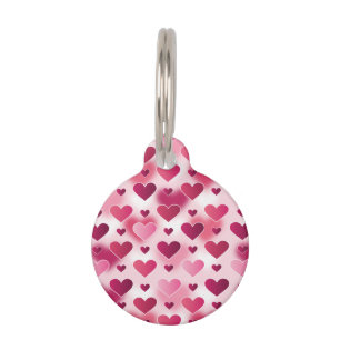 Médaillon Pour Animaux Beau Coeurs roses Motif avec Info pour animaux de