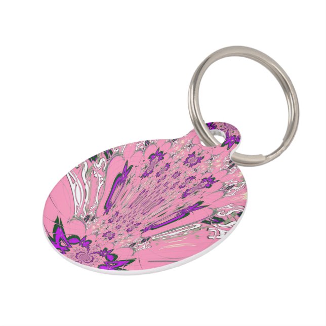Médaillon Pour Animaux Beau motif de teinte violet rose bébé monogramme (Côté )