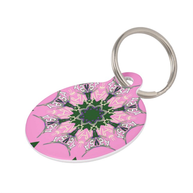 Médaillon Pour Animaux Beau motif de teinte violet rose bébé monogramme (Côté )