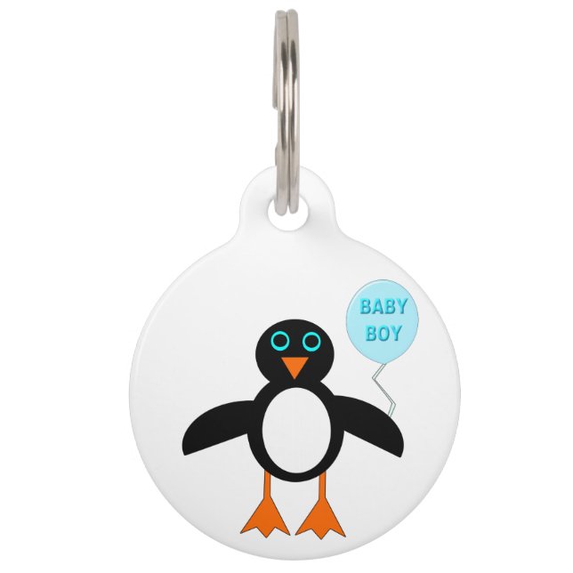 Médaillon Pour Animaux Bébé bleu mignon chien de pingouin balise (Devant)